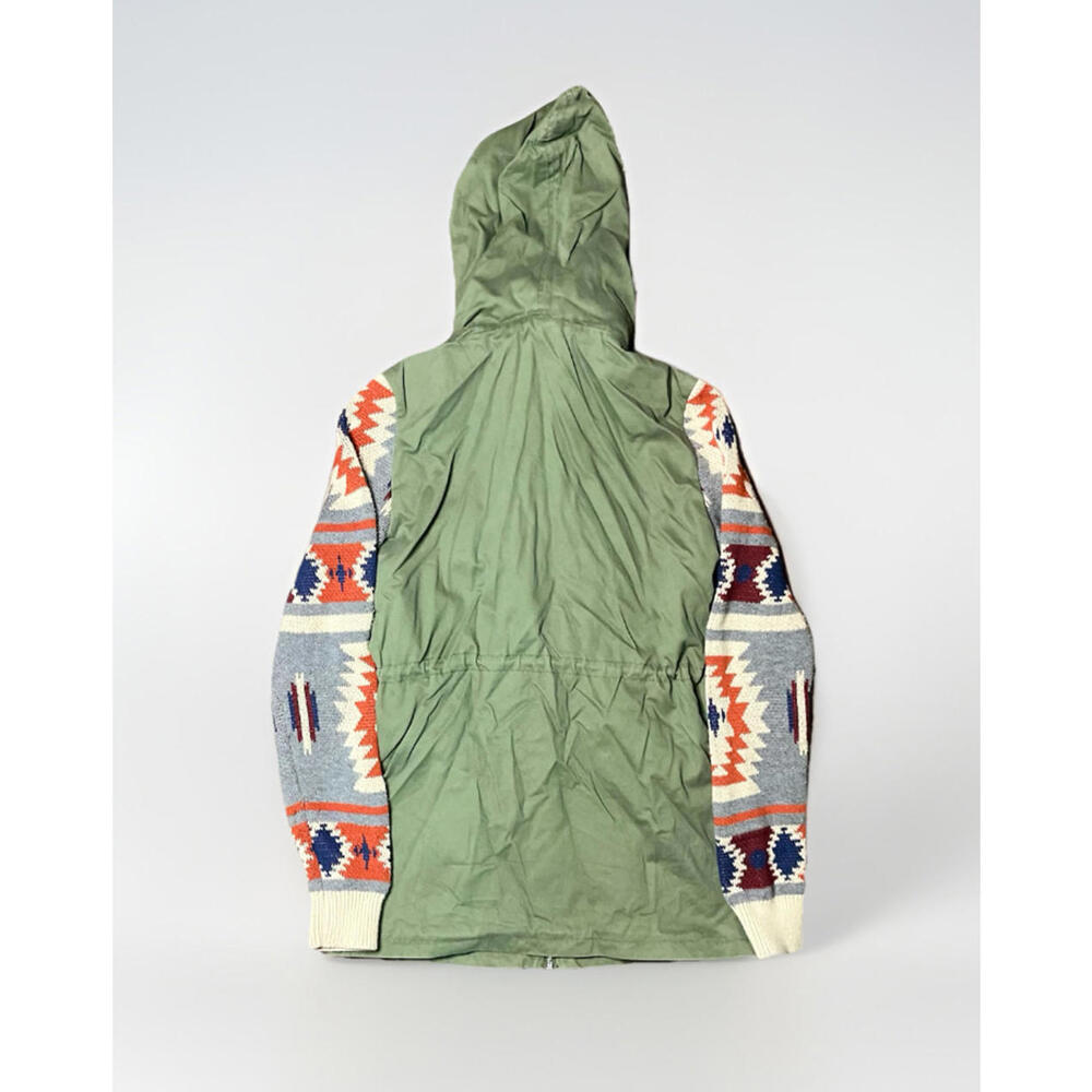 Thread & Supply Green Aztec Sleeve Hooded Utility Jacket Small Boho Western - Picture 4 of 10